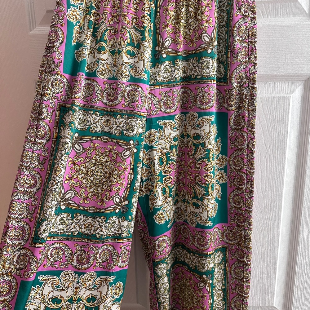 Colorful Patterned Wide-Leg Pants - Picture 2 of 3